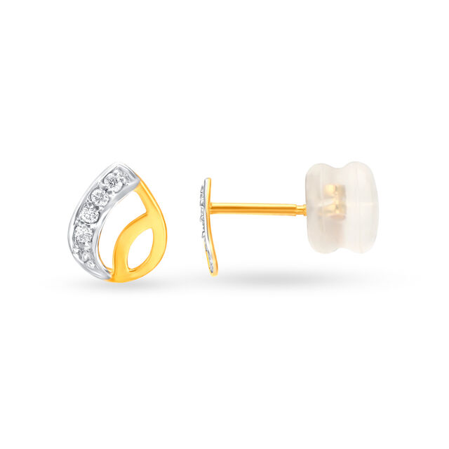 Enchanting 18 Karat White And Yellow Gold And Diamond Droplet Studs 2