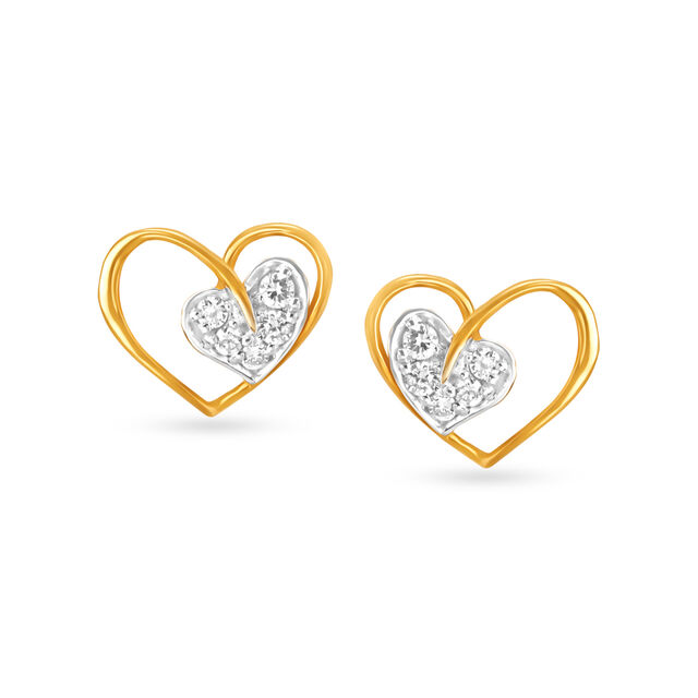 Romantic Diamond Heart Stud Earrings,,hi-res 