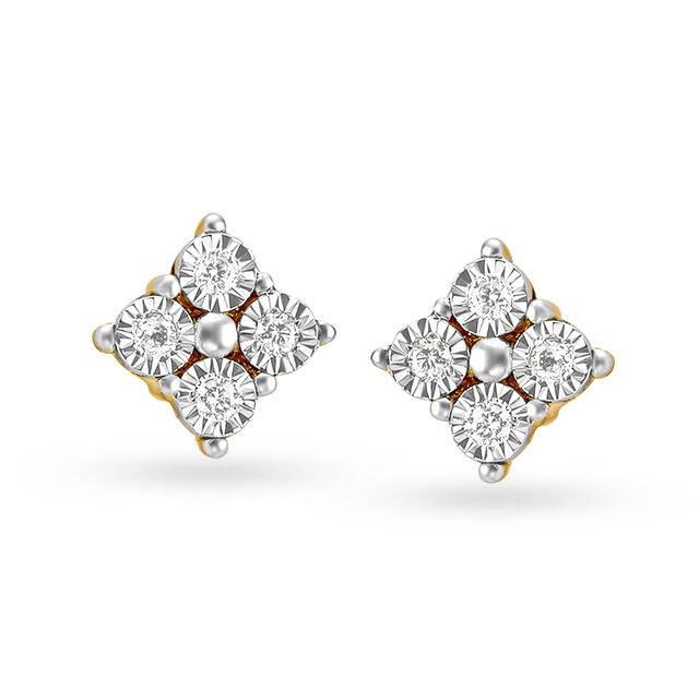 Solitaire Look Button Shaped Diamond Stud Earrings,,hi-res 