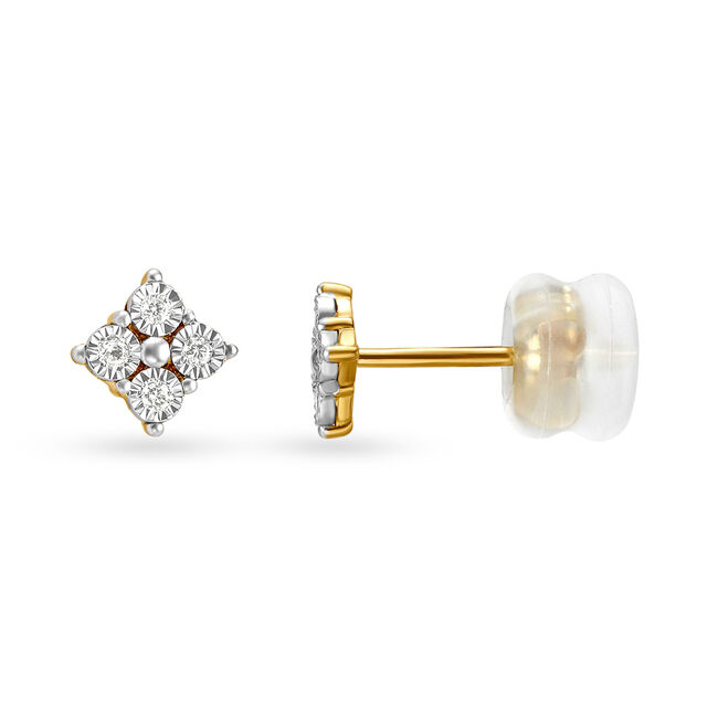 Solitaire Look Button Shaped Diamond Stud Earrings,,hi-res 2