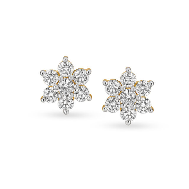 Pristine Seven Stone Gold and Diamond Stud Earrings 