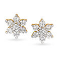 Shimmering 18 Karat Yellow Gold And Diamond Floral Studs,,hi-res 