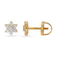Shimmering 18 Karat Yellow Gold And Diamond Floral Studs,,hi-res 2