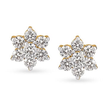 Timeless 18 Karat Yellow Gold And Diamond Floral Studs