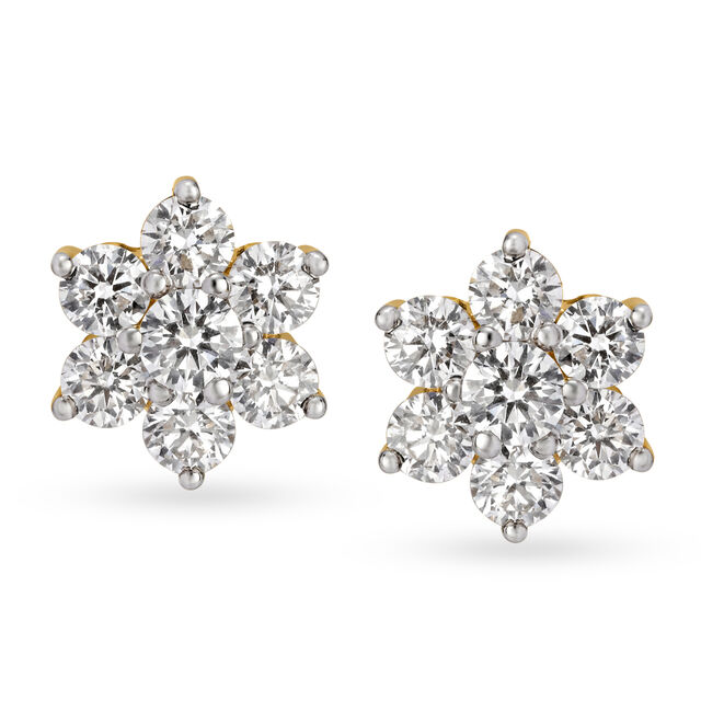 Ageless 18 Karat Yellow Gold And Diamond Floral Studs 