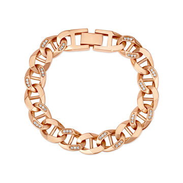 Elegant Interlinked Rose Gold and Diamond Bracelet for Men