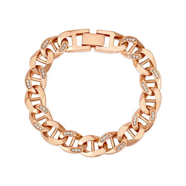 Elegant Interlinked Rose Gold and Diamond Bracelet for Men 