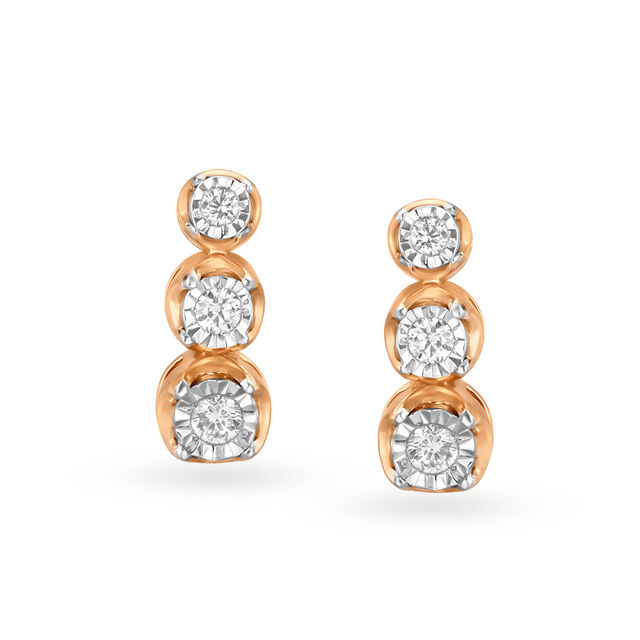 Three Stones Diamond Drop Earrings 