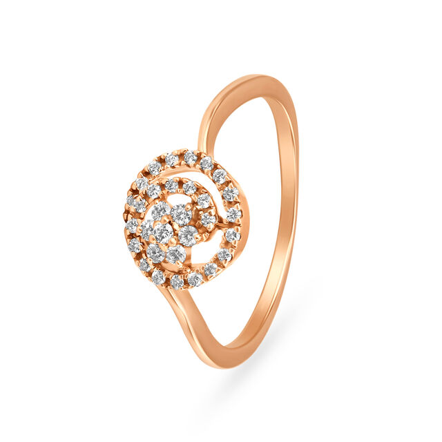 Amorous 18 Karat Yellow Gold And Diamond Studded Swirling Flower Finger Ring,,hi-res 