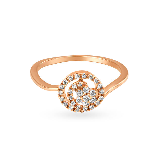 Amorous 18 Karat Yellow Gold And Diamond Studded Swirling Flower Finger Ring,,hi-res 2