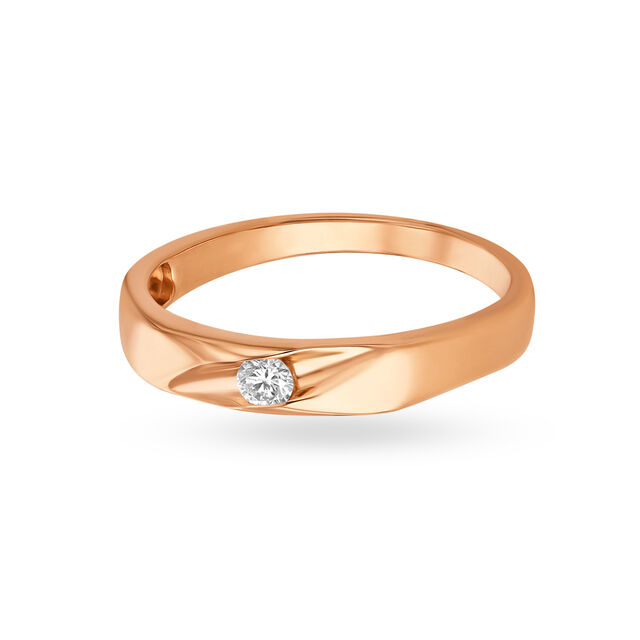 Entrancing 18 Karat Rose Gold And Diamond Slender Finger Ring