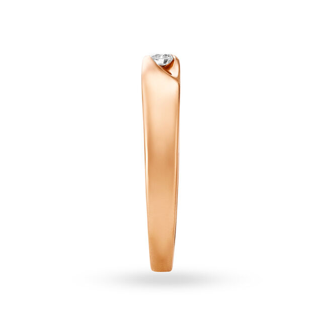 Entrancing 18 Karat Rose Gold And Diamond Slender Finger Ring