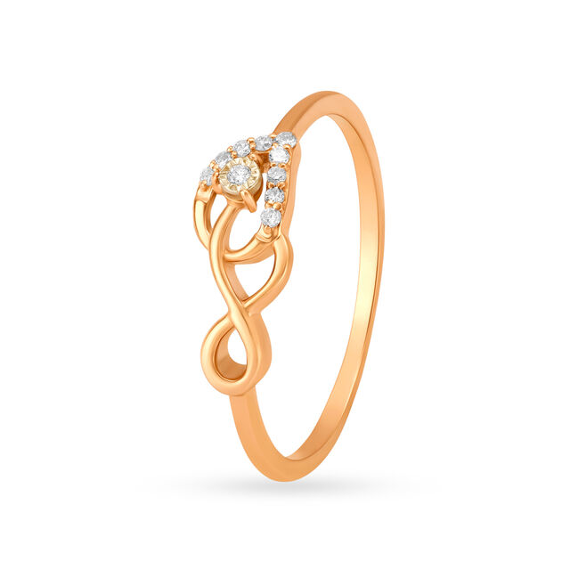 Leafy 18 Karat Rose Gold And Diamond Finger Ring