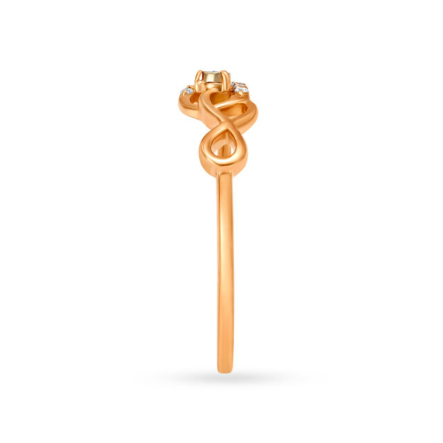 Leafy 18 Karat Rose Gold And Diamond Finger Ring
