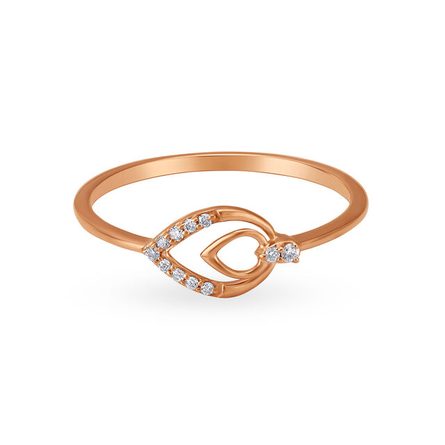 Attractive 18 Karat Rose Gold And Diamond Leaf Finger Ring