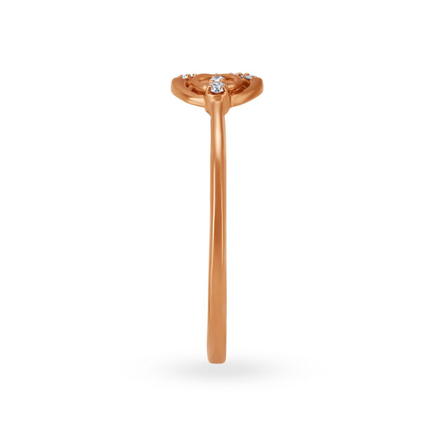 Attractive 18 Karat Rose Gold And Diamond Leaf Finger Ring