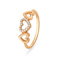 Amorous 18 Rose Gold And Diamond Triple Heart Finger Ring,,hi-res 