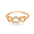 Amorous 18 Rose Gold And Diamond Triple Heart Finger Ring,,hi-res 2
