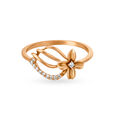 Dainty Floral Rose Gold and Diamond Finger Ring,,hi-res 2
