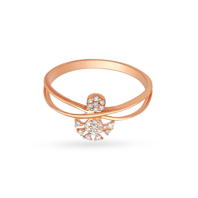 Beautiful 18 Karat Rose Gold And Diamond Floral Finger Ring 4