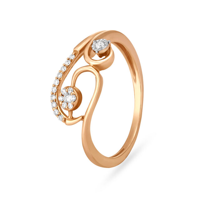 Inventive Floral Motif Diamond Finger Ring 
