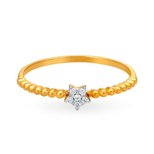 Enthralling 18 Karat Yellow Gold And Diamond Beaded Flower Ring,,hi-res