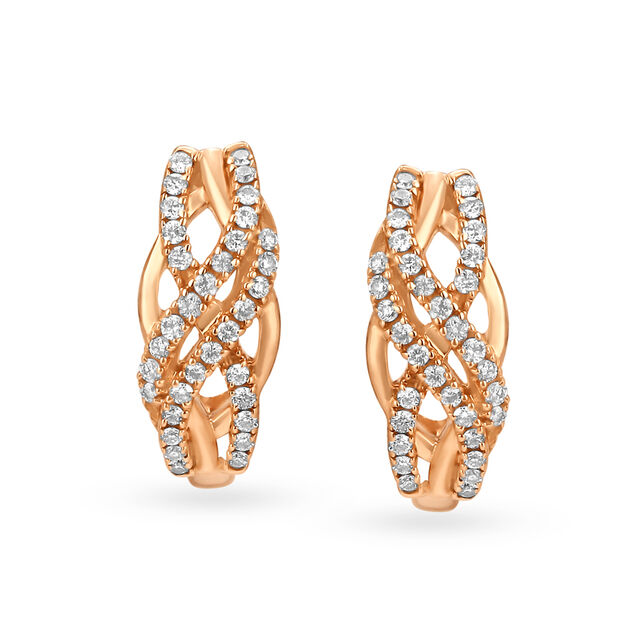 Eternity Diamond Hoops in 18K Rose Gold for Women 