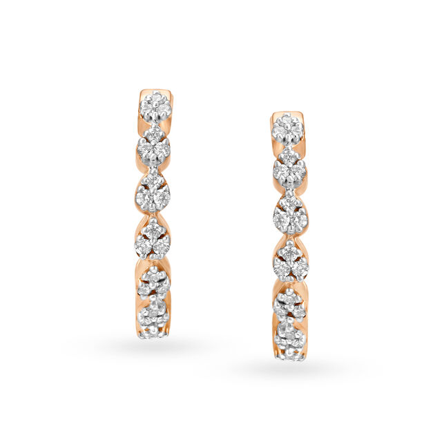 Beautiful 18 Karat Rose Gold And Diamond Beaded Teardrop Hoops,,hi-res 