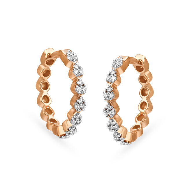Beautiful 18 Karat Rose Gold And Diamond Beaded Teardrop Hoops,,hi-res 2
