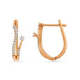 Gentle Flower Rose Gold and Diamond Hoop Earrings,,hi-res 3