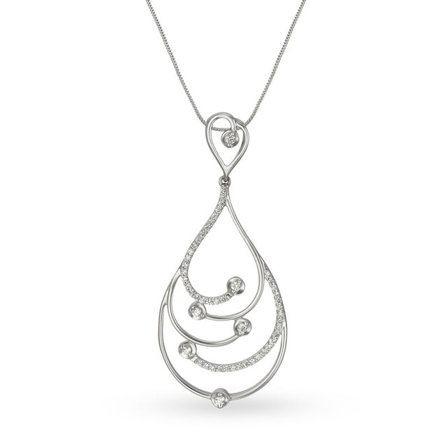 18 Karat White Gold and Diamond Pendant,,hi-res 