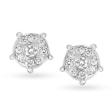 Surreal Dainty Diamond Stud Earrings in White Gold