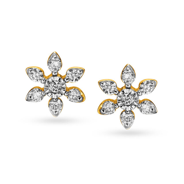 Floral Diamond Stud Earrings 