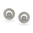 Glimmering 18 Karat Yellow Gold And Diamond Circular Studs,,hi-res 