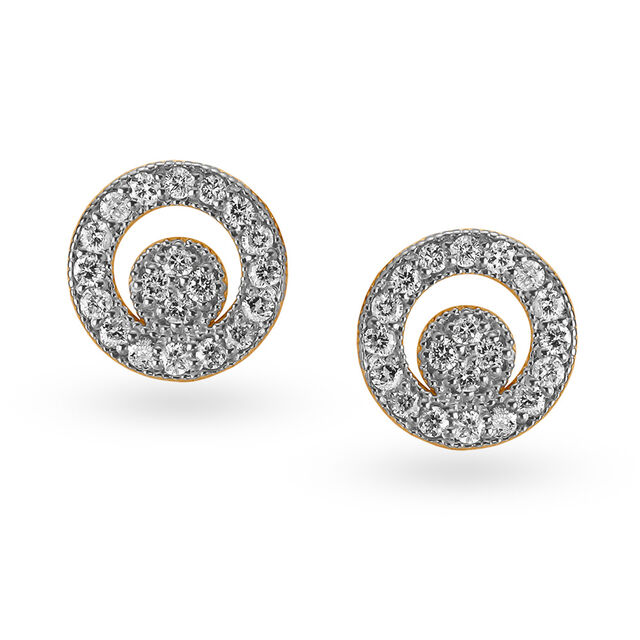 Glimmering 18 Karat Yellow Gold And Diamond Circular Studs,,hi-res 