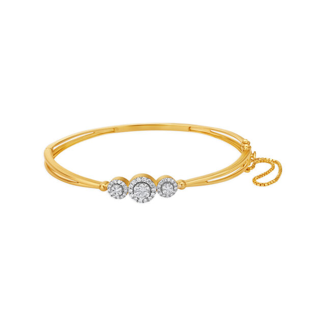 Diamond Cluster Gold Bangle,,hi-res 