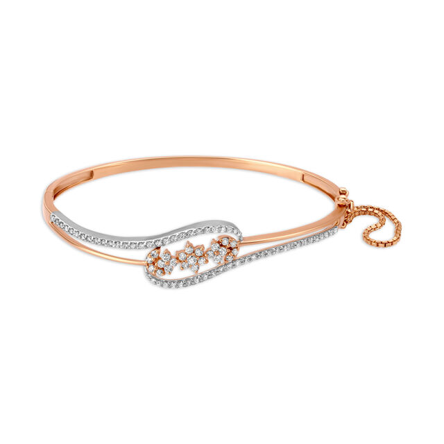 Elegant Diamond Bangle in White and Rose Gold,,hi-res 
