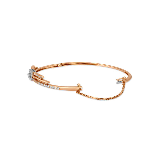 Geometric Tiered Diamond Bangle in White and Rose Gold,,hi-res 2
