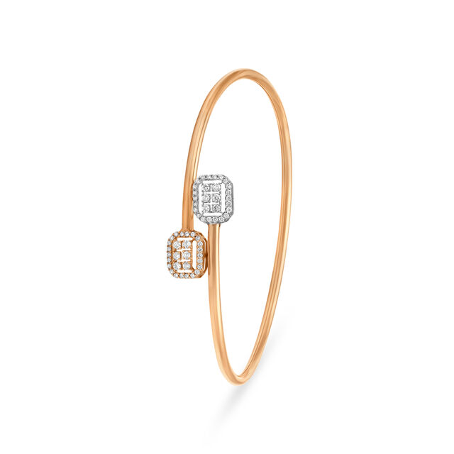 Chic Diamond Bangle in White and Rose Gold 2
