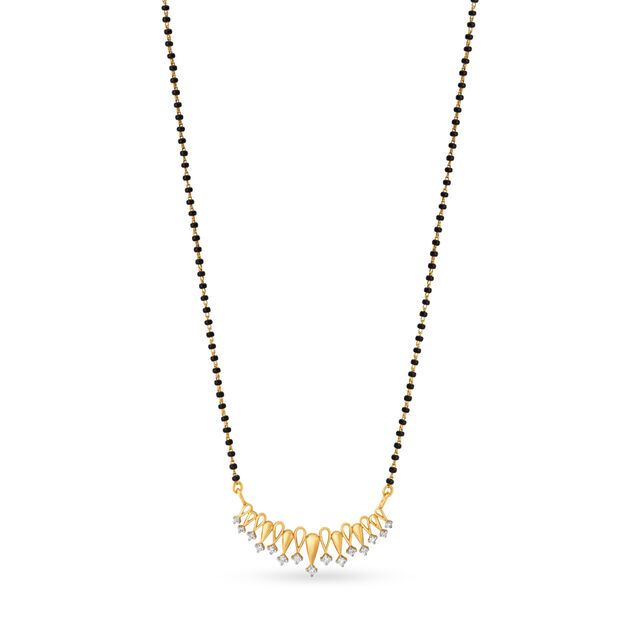 Inverted Crown Diamond Mangalsutra in Yellow and Rose Gold,,hi-res 