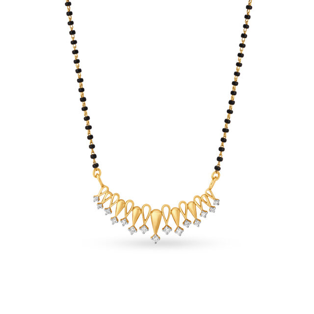 Inverted Crown Diamond Mangalsutra in Yellow and Rose Gold,,hi-res 2