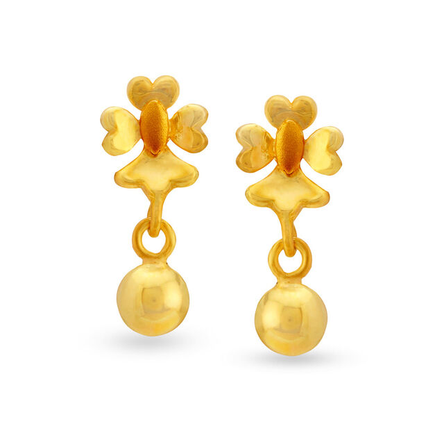 Distinctive Yellow Gold Floral Drop Earrings,,hi-res 