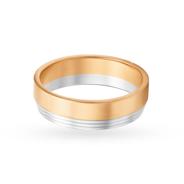 Sleek Two Toned Gold Ring for Men,,hi-res