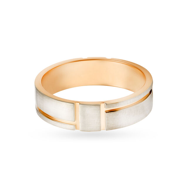Minimalist Geometric Ring in Rose and White Gold