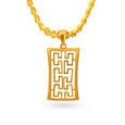 Modish Yellow Gold Geometric Rectangular Pendant 