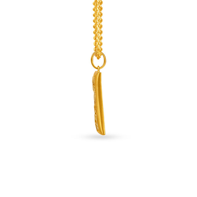 Modish Yellow Gold Geometric Rectangular Pendant 2