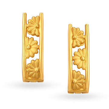 Glorious Yellow Gold Floral Hoop Earrings