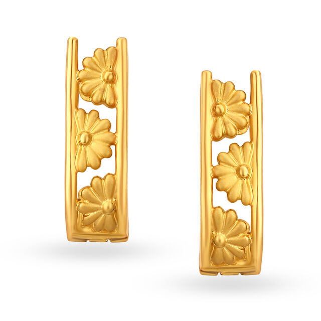 Glorious Yellow Gold Floral Hoop Earrings,,hi-res 