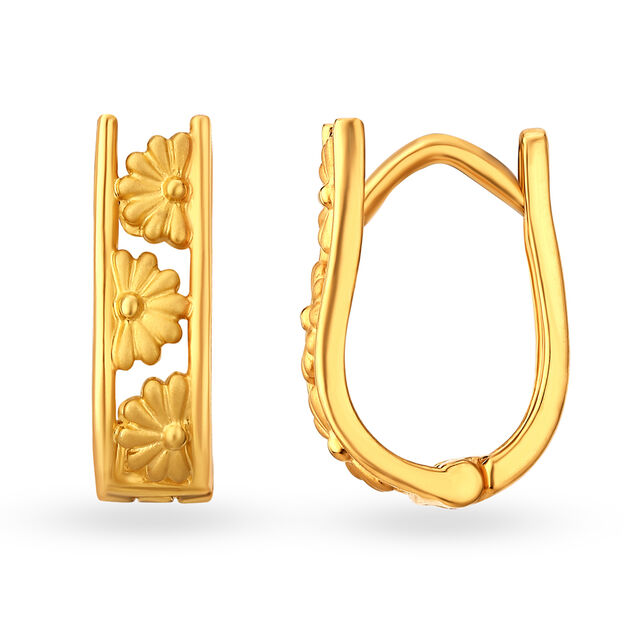 Glorious Yellow Gold Floral Hoop Earrings,,hi-res 2