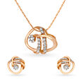 Classy Rose Gold and Diamond Pendant and Earrings Set 